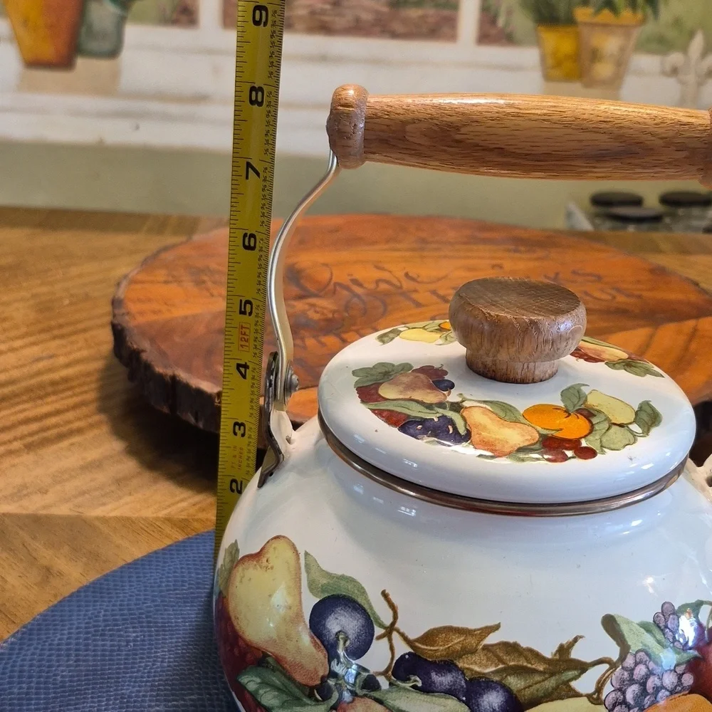 Fruit Patterned Teapot with Wooden Handle (#TK-5)